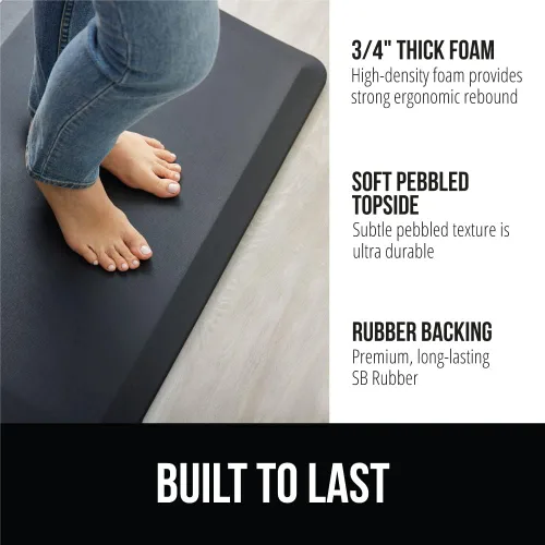 Miniatura 2 de GORILLA GRIP Alfombrillas cómodas y acolchadas para cocina, 48x20, parte superior suave resistente al agua y a las manchas, tapete antifatiga Negro
