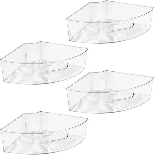 Miniatura 8 de iDesign Cubo de plástico transparente de 1/4 para armario esquinero Lazy Susan, organizador de armario de cocina, paquete de 4