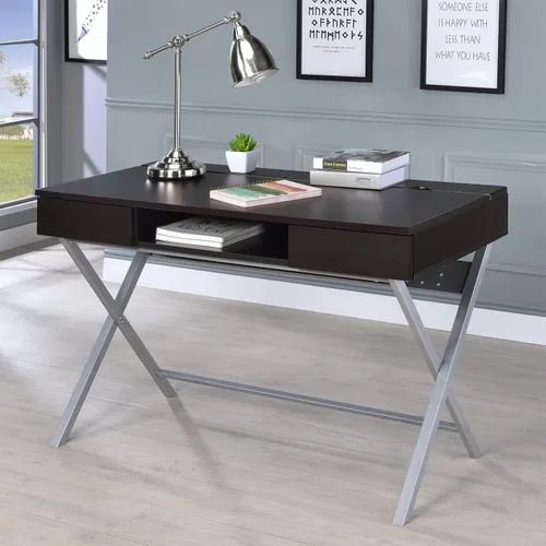 Miniatura 2 de Coaster Furniture Connect-It 800117 - Escritorio con tomacorriente/compartimento de almacenamiento integrado, capuchino