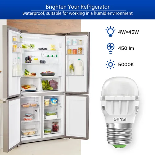 Miniatura 2 de SANSI Bombilla LED para refrigerador equivalente a 45 W, bombilla para electrodomésticos de 4 W, 450 lúmenes, 5000 K, bombilla de luz diurna
