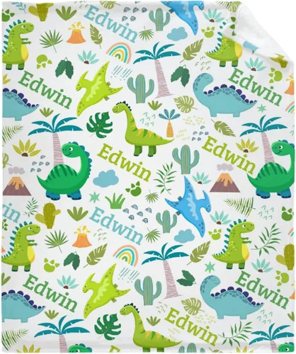 Miniatura 22 de Manta Personalizada con Nombre de Dinosaurio Regalos Personalizados Mantas de Franela Súper Suaves y Ligeras Manta para Niños, Adultos, Adecuada