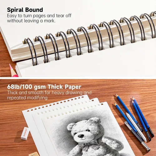 Miniatura 4 de Shuttle Art - Libros de bocetos para artistas, 9 x 12 pulgadas, 160 hojas de papel de boceto, ideal para dibujo y suministros escolares