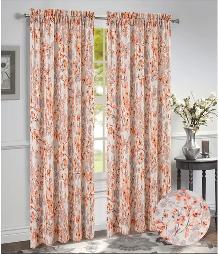 Miniatura 3 de Panel de ventana con bolsillo para barra de impresión jacquard Brandy, aguamarina, 54 x 84 pulgadas