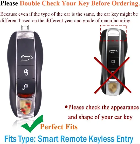 Miniatura 2 de SANRILY Funda de cuero para llave Porsche Remote Key Case Shell Key Holder con llavero, Verde