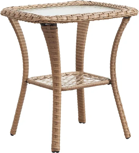 Miniatura 14 de Belord Mesa de centro al aire libre para patio, mesa de centro de ratán de 40 pulgadas con almacenamiento de 2 capas, mesa rectangular de mimbre