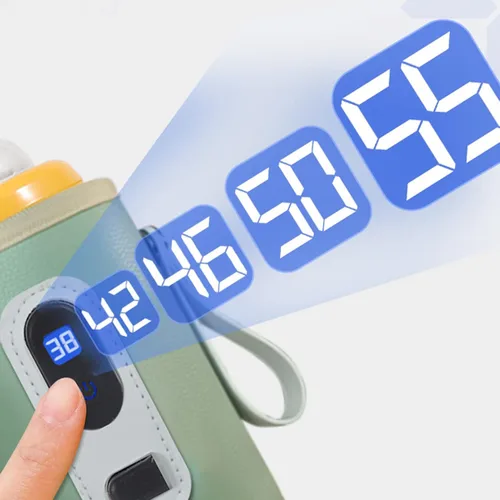 Miniatura 3 de Calentador de biberones USB, protector de calor de leche para bebés con pantalla LED para el hogar, viajes, automóvil (verde)
