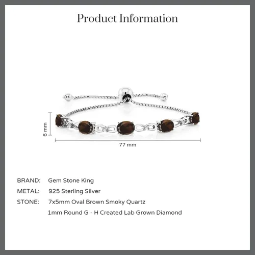 Miniatura 4 de Gem Stone King Pulsera de tenis de diamantes cultivados en laboratorio con piedra natal de 3-6 quilates para mujer, plata de ley 925, ovalada