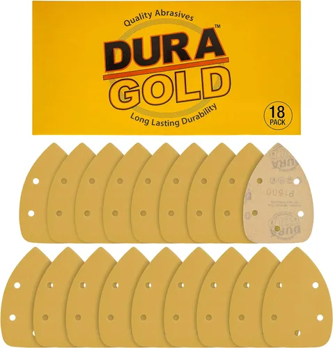 Miniatura 17 de Dura-Gold Hojas de Lija Premium para Lijadora de Detalle Tipo Ratón - Grano 180 (Caja de 24) - Discos Triangulares de 5 Orificios con Sistema