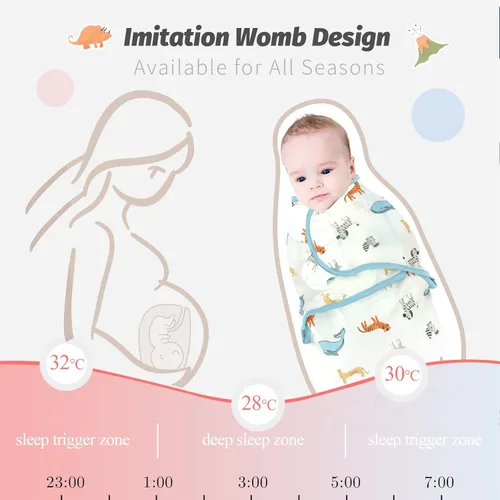 Miniatura 7 de LAT - Manta para envolver con cremallera, fácil de ajustar, paquete de 3 unidades, saco de dormir para bebés recién nacidos, saco de dormir 100%