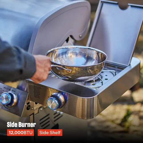 Miniatura 11 de Monument Grills 77352 Parrilla de gas propano estilo gabinete de acero inoxidable de 6 quemadores con caja de humo (2 artículos)