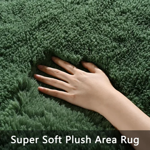 Miniatura 5 de Pettop Alfombra de Área Esponjosa Verde Profundo para Dormitorio Sala de Estar, 3x5 Pies Alfombras Shaggy de Felpa Super Suaves y Peludas para Niñas