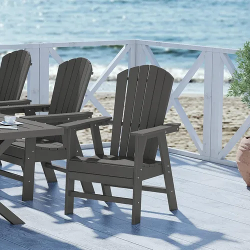 Miniatura 59 de WestinTrends Malibu Outdoor Patio HDPE Adirondack Silla de comedor para patio, color negro