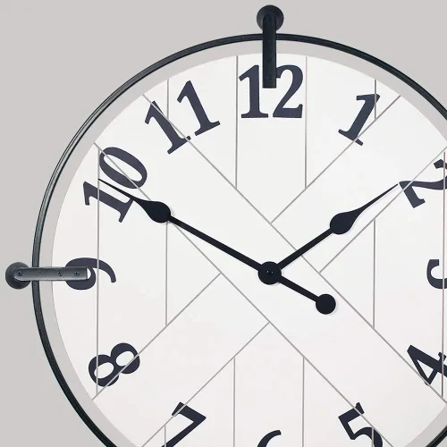 Miniatura 5 de Presentime & Co Farmhouse Series - Reloj de puerta de granero, 24 pulgadas, silencioso, sin ticks, hierro forjado sólido con diseño Shiplap