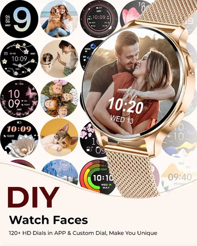 Miniatura 7 de Relojes inteligentes para mujeres, pantalla AMOLED de 1.27" con monitor de fitness, frecuencia cardíaca, SpO2, monitor de sueño, 3 bandas, más