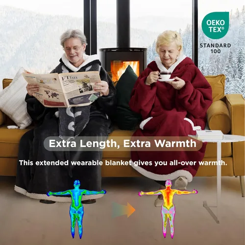 Miniatura 4 de Bedsure Manta Ponible con Capucha, Cómoda Sudadera Manta Larga con Capucha como Regalos de Sudadera para el Día de las Madres para Mamá Mujeres
