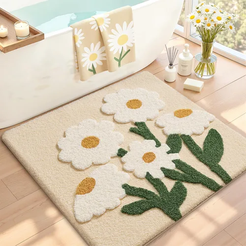 Miniatura 20 de LUMI Alfombra cuadrada de baño de playa, antideslizante, de secado rápido, ultra suave, lavable, absorbente, alfombra de baño con tema mar oceánico