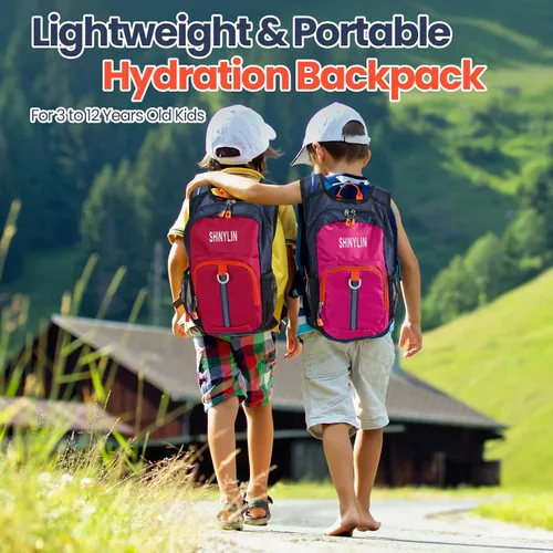 Miniatura 7 de Shinylin 2 piezas mochila de hidratación para niños con bolsa de agua de 1.5l mochila ligera para niños para senderismo mochila de agua para niños
