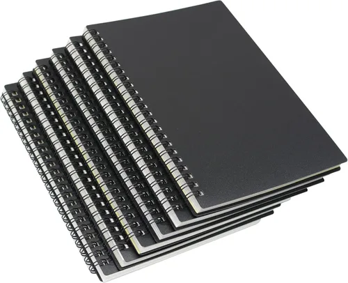 Miniatura 6 de Yansanido Cuaderno de espiral, 6 unidades, tamaño A5, tapa dura de plástico grueso blanco de 0.276 in, 80 hojas, 160 páginas para estudio y notas