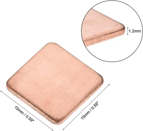 Miniatura 2 de uxcell Disipador térmico de cobre térmico de chipset IC plano para CPU GPU 0.591 x 0.591 x 0.047 in 10pcs