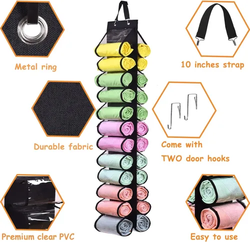 Miniatura 3 de Bolsa de almacenamiento para leggings con colgador, puede contener 24 leggings o camisas, compartimento para jeans, colgador de almacenamiento