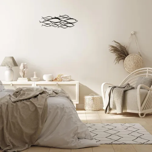 Miniatura 5 de Funrous Decoración de pared de metal con peces náuticos, arte de pared de escuela de peces, obra de arte moderno, decoración de estilo náutico