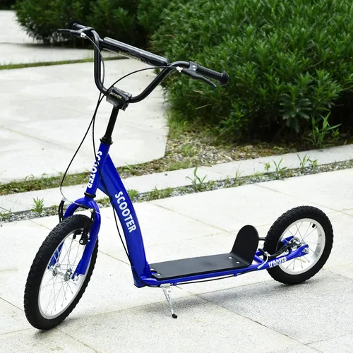 Miniatura 2 de Aosom Youth Scooter Kick Scooter for Kids 5+ with Adjustable Handlebar 16" Front and 12" Rear Dual Brakes Inflatable Wheels Azul