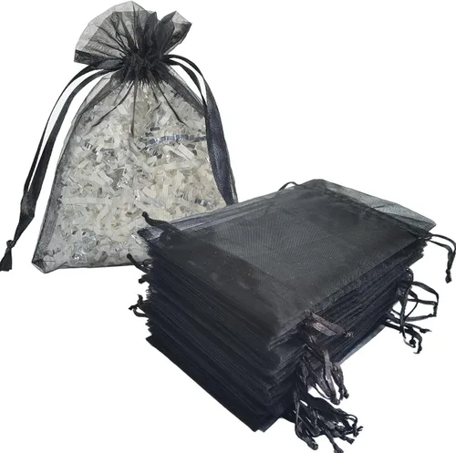 Miniatura 30 de Bolsas de regalo de organza de 5 x 7 pulgadas con cordón para joyas, dulces, flores de lavanda secas, 100 bolsitas rojas, bolsa de malla de tela