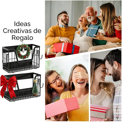 Miniatura 8 de 2 Juego de Estante Magnético para Nevera, Recipientes Magnéticos para Almacenamiento de Papas y Cebollas, Cesta Magnética para Frutas para Nevera