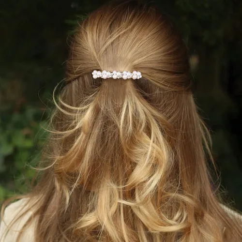 Miniatura 6 de OIIKI Pinzas para el cabello con diamantes de imitación de perlas, elegantes pasadores con alfileres para mujeres, niñas, novias, fiestas, bodas