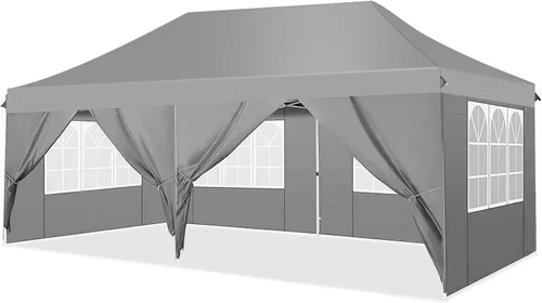 Miniatura 22 de COBIZI - Tienda desplegable de 3,66 x 3,66 metros en oferta - Cenador portátil de metal para exteriores con mosquitero, impermeable - Cenador Caqui