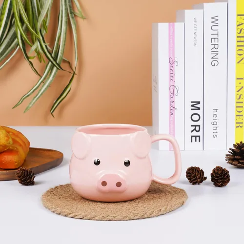 Miniatura 8 de Taza de café de cerdo ToCooTo 14 oz de cerámica, taza de café novedosa 3D de porcelana, taza de té para mujeres, regalos de Navidad, inauguración