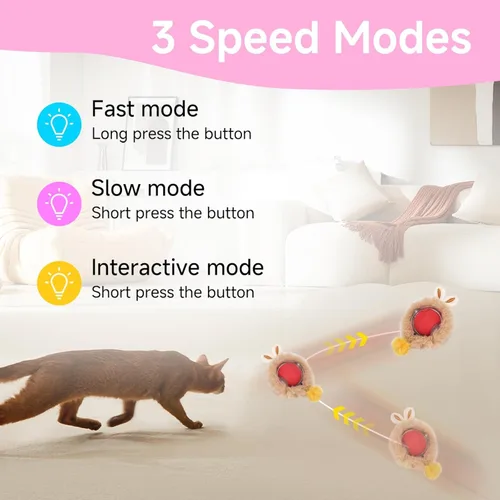 Miniatura 2 de Pelota de juguete interactiva para gatos, rodante rápido, juguetes automáticos para gatos activados por movimiento, sonido de pájaro simulado