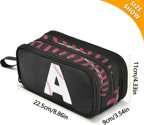 Miniatura 2 de Fisyme Estuche para lápices de texto con números negros de béisbol, caja de gran capacidad, organizador de papelería, bolsa personalizada