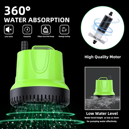 Miniatura 5 de FREESEA Bomba de agua sumergible para fuente: Bomba de sumidero pequeña de 1100 GPH 100W para estanque al aire libre, hidropónica, estatuaria