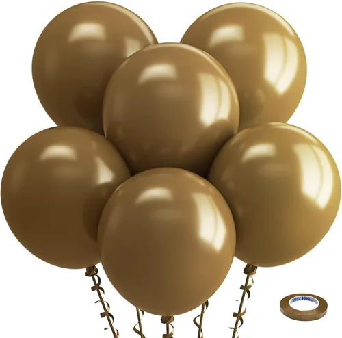 Miniatura 132 de Bezente - Globos de 12 pulgadas de látex con confeti para bodas, graduaciones, despedidas de soltera y cumpleaños, aptos para helio, dorado, 60