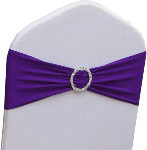 Miniatura 22 de Bandas para Sillas Azul Bebé Paquete de 100, Bandas para Sillas de Spandex Azul Claro para Boda Fiesta Cumpleaños Fundas de Sillas Plegables