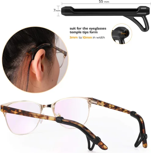 Miniatura 3 de SMARTTOP - Fundas de orejas antideslizantes para gafas, sujetadores de orejas de silicona suave para hombres, mujeres y niños, para deportes, Negro
