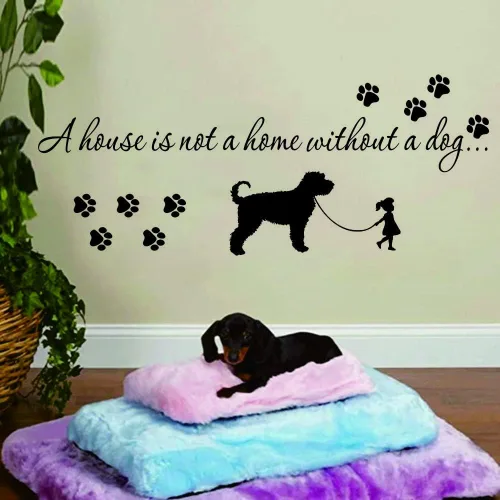 Miniatura 4 de Calcomanía de pared para amantes de los perros, calcomanía de PVC extraíble con bonita cita de mascotas y huellas de patas, palabras de pared