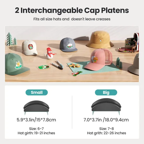 Miniatura 2 de Prensa de sombrero EENOUR, máquina de prensa de calor para sombreros con 2 planchas y estirador de casquillos, máquina de calor para sombreros