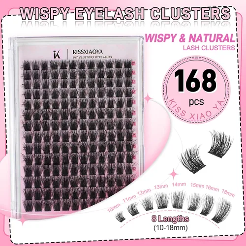 Miniatura 2 de KISSXIAOYA Kit de extensiones de pestañas en racimo, kit de extensión de pestañas con unión de pestañas, sello y aplicador, 144 piezas de 0.004 in