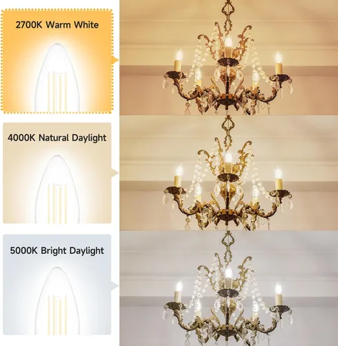 Miniatura 7 de SHINESTAR Bombillas LED regulables para candelabro E12, equivalente a 60 W, bombillas de araña vintage B11 de 5.5 W, 2700 K blanco cálido, lámpara