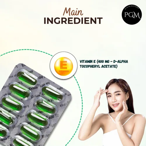 Miniatura 5 de 50 cápsulas Evion de vitamina E para una cara brillante, cabello fuerte, acné, uñas, piel brillante 400 mg