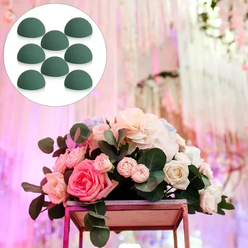 Miniatura 7 de Shihanee 8 unidades, media bola, diseño floral, de espuma seca, color verde, redondas, bolas secas, grandes para manualidades de ramos de plantas