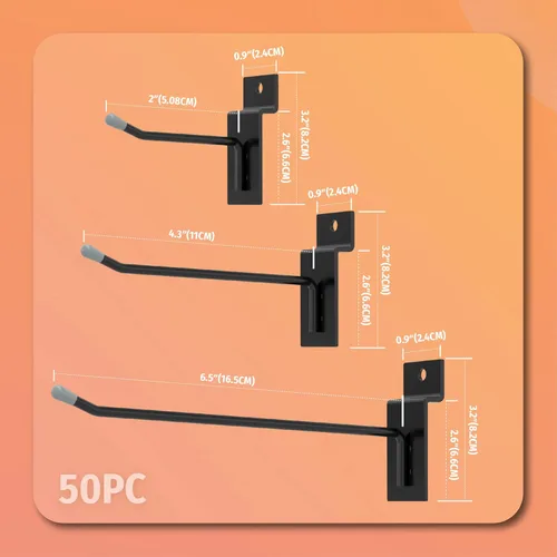Miniatura 3 de HUHOLE Ganchos negros para pared, 2 pulgadas, 50 unidades, acero inoxidable, recubrimiento en polvo, carga máxima de 20 libras, estilo industrial