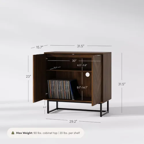 Miniatura 2 de Nathan James Enloe - Aparador moderno de bufé, armario de almacenamiento de 32 pulgadas con puertas en un acabado rústico y base de metal mate