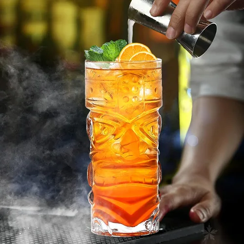 Miniatura 5 de Juego de vasos Tiki transparentes de 6 a 14 onzas, modernos vasos de cóctel Tiki perfectos para cócteles exóticos, Mai Tai, cócteles