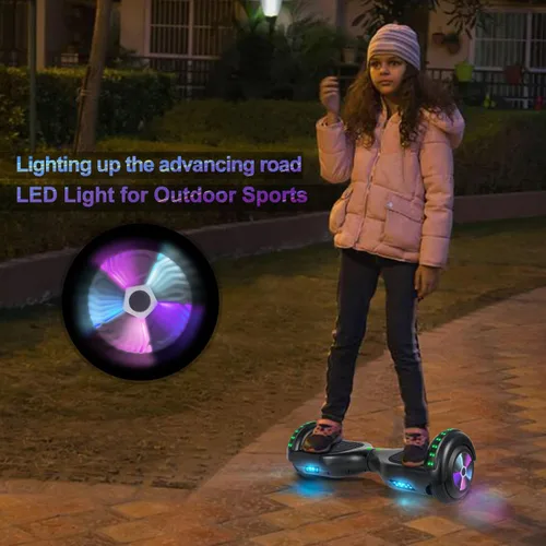Miniatura 4 de FLYING-ANT Patinete autoequilibrante de 16.51 cm con altavoz y luces LED rojas a02-Negro