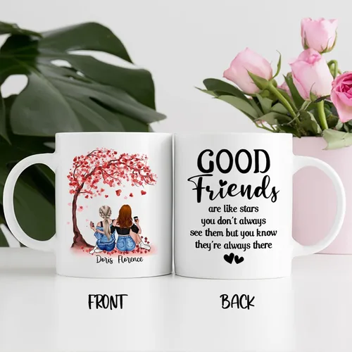 Miniatura 4 de Taza de café blanca de 2 mejores amigos, 11 onzas, 15 onzas, taza de amistad personalizada para mujeres, mejor amiga, mejor amiga, hermana, hermana