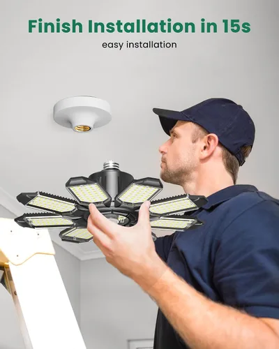 Miniatura 6 de Luz de garaje con sensor de movimiento, 25000 lm 250 W, luz LED de techo para garaje activada por movimiento, con sensor de movimiento