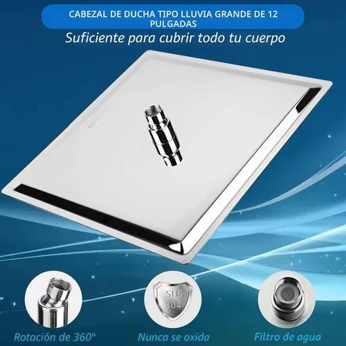 Miniatura 2 de Voolan - Regadera grande tipo lluvia de 12 pulgadas, de acero inoxidable 304, reemplazo perfecto para tu regadera de baño (12 pulgadas, cromado)
